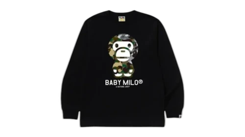BAPE 1st Camo Crazy Baby Milo L/S Tee Tee Black