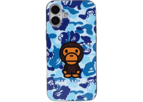 BAPE ABC Milo Camo iPhone 16 Plus Case Blue