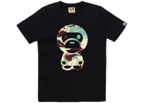 BAPE Women's Map Camo Big Baby Milo Tee Black/Multicolor