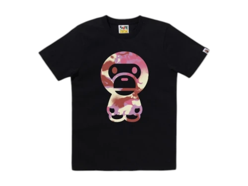 BAPE Women's Map Camo Big Baby Milo Tee Black/Pink