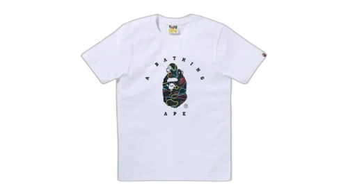BAPE Women's Neon Camo Milo On Ape Head Tee White