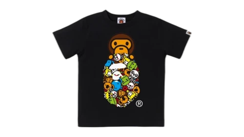 BAPE Kids Milo All Friends Milo On Ape Head Tee Black