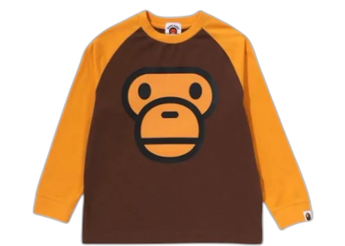 BAPE Kids Baby Milo Face Raglan L/S Tee Brown
