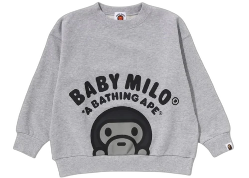 BAPE Baby Milo Relaxed Fit Crewneck Sweatshirt Grey