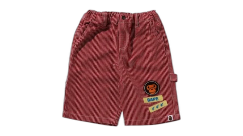 BAPE Kids Hickory Milo Patch Painter Shorts Red