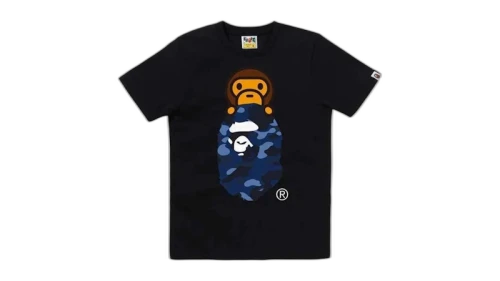 BAPE Color Camo Milo On Ape Head Tee Black Blue