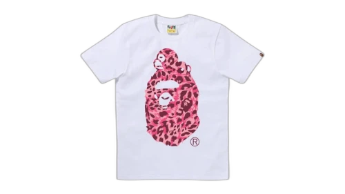 BAPE Wild Leopard Pattern Milo On Big Ape Tee White/Pink
