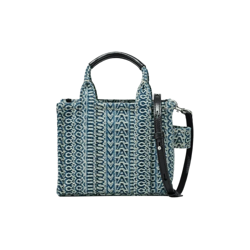 Marc Jacobs Monogram Sun Faded Denim Crossbody Tote Bag Sun Faded