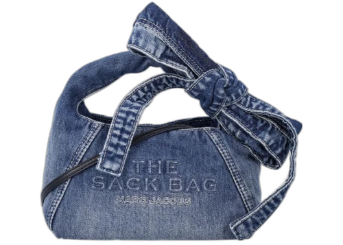 Marc Jacobs The Mini Sack Denim Bow Medium Wash Indigo