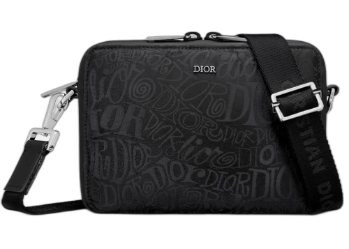 Dior And Shawn Pouch with Strap Nylon Jacquard Black