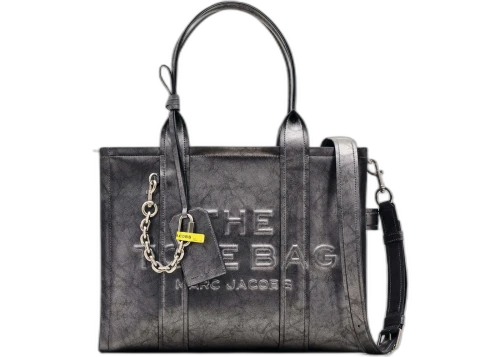 Marc Jacobs The Large Metallic Distressed Leather Tote Bag Grey