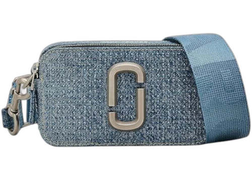 Marc Jacobs Denim Snapshot Crossbody Bag Light Blue Crystal