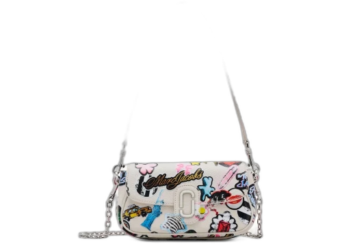 Marc Jacobs Sticker Leather J Marc Clover Bag White Mutli