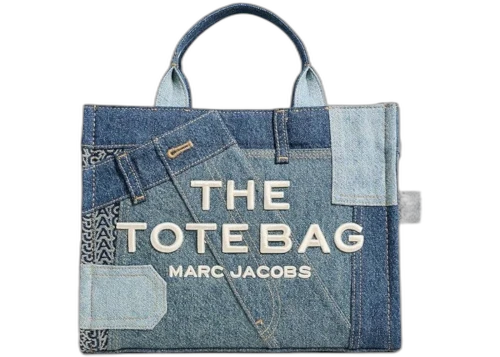 Marc Jacobs The Medium Deconstructed Denim Tote Indigo Multi