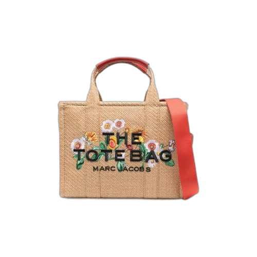 Marc Jacobs The Medium Tote Embroidery Daisy Raffia Natural