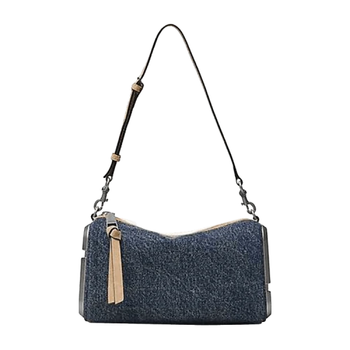 Marc Jacobs Denim Suede Snapshot Shoulder Bag Dark Wash