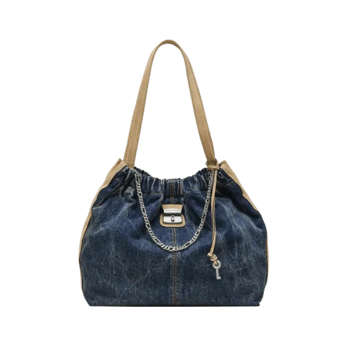 Marc Jacobs Denim Suede Cristina Tote Bag Dark Wash
