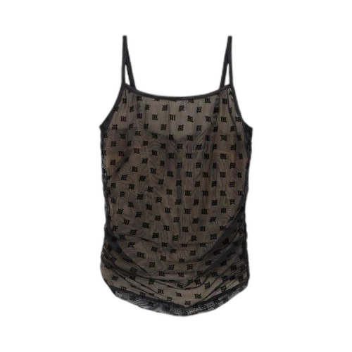MISBHV Mesh Monogram Draped Top 'Black'