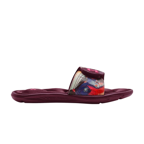 Under Armour Ignite 4 Graphic Strap Slide 'Black Dark Cherry' (Women's)