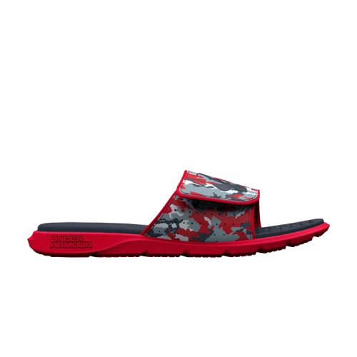 Under Armour Ignite 7 Graphic Strap Slide GS 'Grey Mist Red Camo'