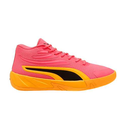 PUMA Court Pro Comfortable Cushioning Breathable Mid top Basketball Shoes Unisex Red Black Yellow