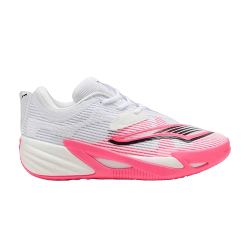 PUMA ALL PRO NITRO 2 Cushioning Slip Resistant Breathable Low top Basketball Shoes Men's White Black Pink