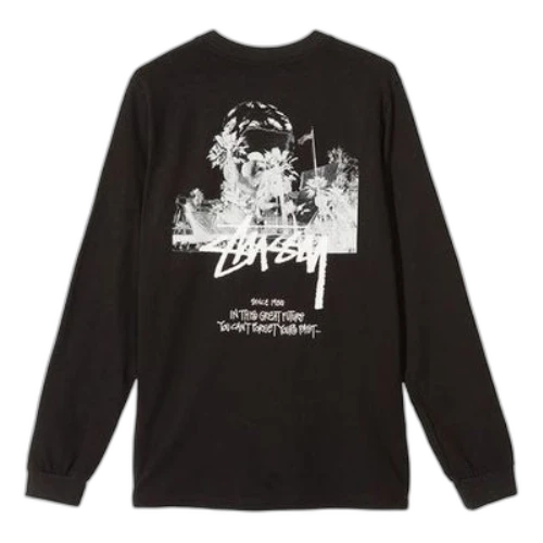 Stussy x MMW LS TEE Printing logo Long Sleeves Unisex Black