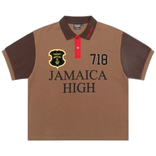 Stussy x Denim Tears Pique Polo 'Brown'