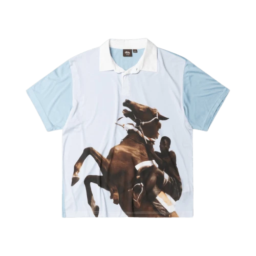 Stussy x Wales Bonner Silk Polo Blue