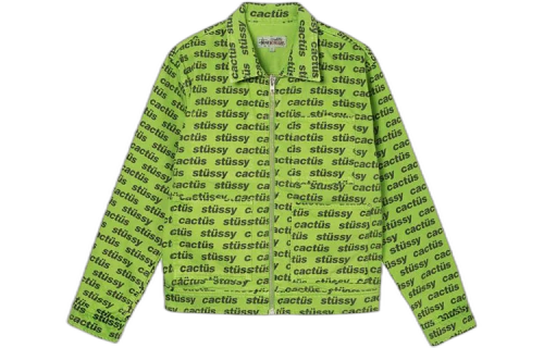 Stussy x CPFM Crossover Zip Work Jacket Alphabet Logo Full Print Denim Unisex Green
