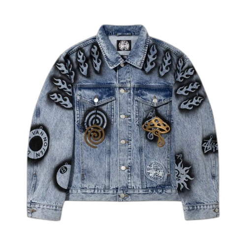 Stussy x Dries Van Noten Hand-Stencilled Denim Jacket 'Washed Blue'
