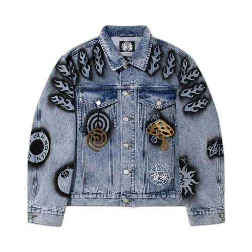 Stussy x Dries Van Noten Hand-Stencilled Denim Jacket 'Washed Blue'