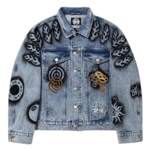Stussy x Dries Van Noten Hand-Stencilled Denim Jacket 'Washed Blue'