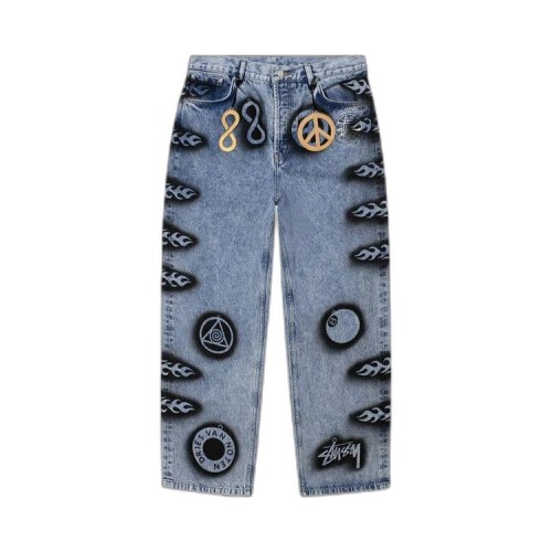 Stussy x Dries Van Noten Hand-Stencilled Jeans 'Washed Blue'