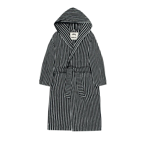 Stussy x Tekla Terry Hooded Bathrobe 'Black/Natural Stripes'