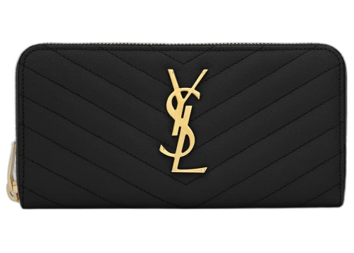 Saint Laurent Monogram Zip Around Wallet Grain De Poudre Black