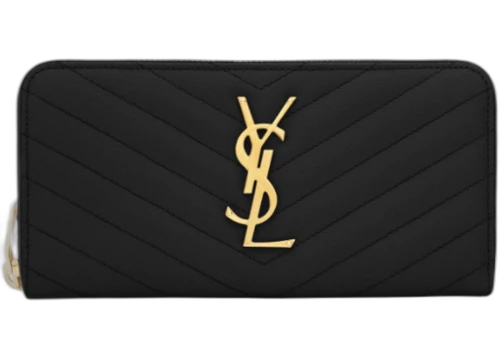 Saint Laurent Charcoal Black Zip Around Wallet Charcoal Black