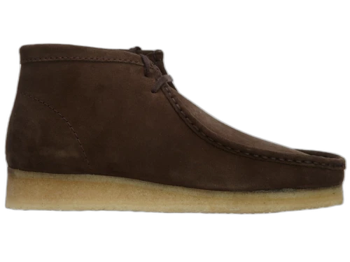 Clarks Wallabee Boot Dark Brown Daim Maroon Fon