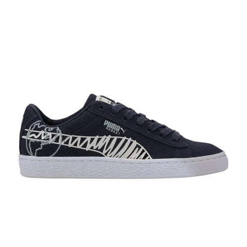 (GS) PUMA Basket Canvas Winter 'Time 4 Change - Peacoat'