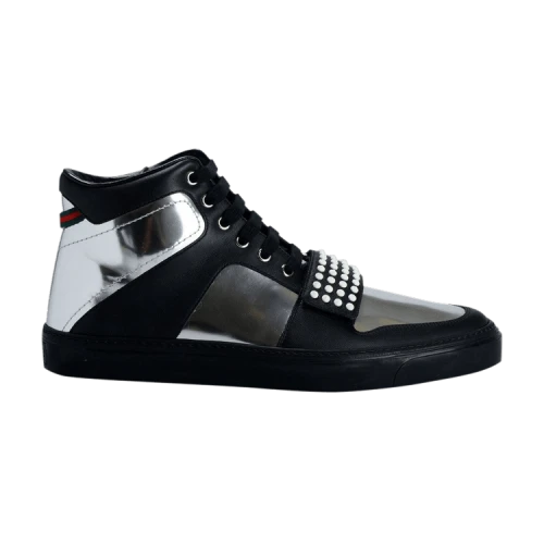Gucci Metallic Leather High 'Black Silver'