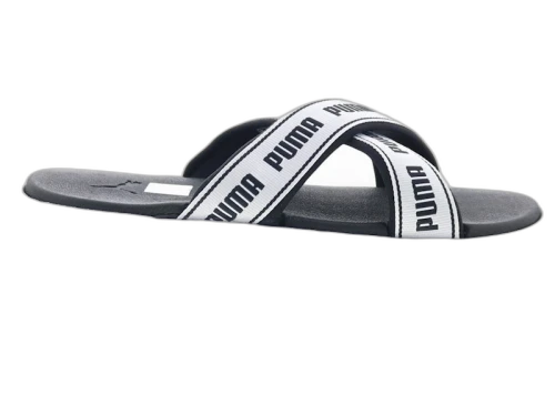 Puma Platform Slide Tape White Black (Women's)