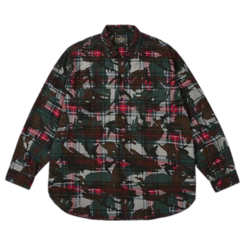 Palace x Beams Plus Work Shirt 'Grey Tartan Camo'