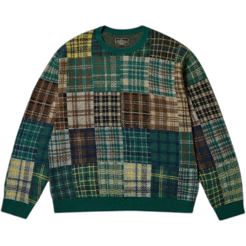 Palace x Beams Plus Patchwork Crew Knit 'Jacquard Green'