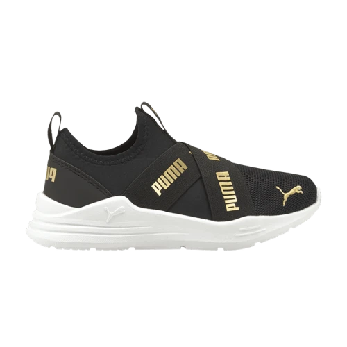 PUMA Wired Run Slip-On Little Kid 'Black Team Gold'