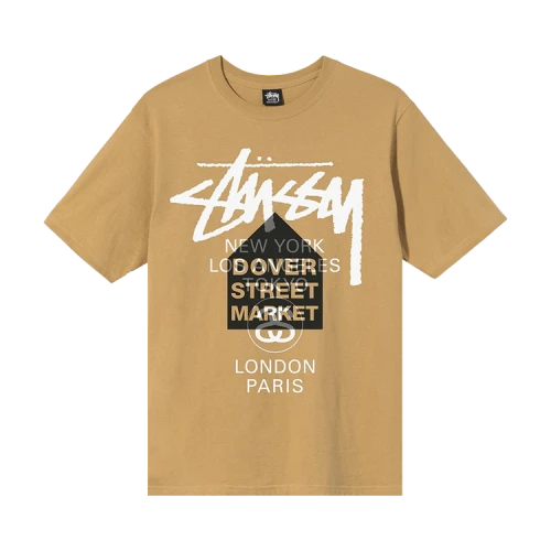 Stussy x Dover Street Market World Tour T-Shirt 'Khaki'
