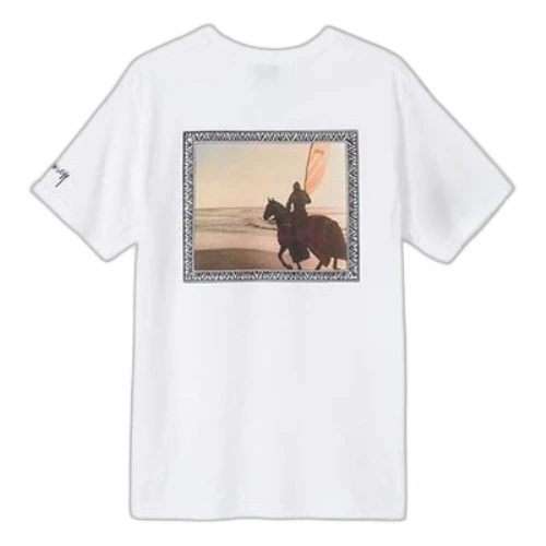 Stussy Knight Painting Printing Short Sleeve Unisex White