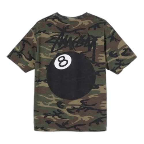 Stussy No. 8 Alphabet Logo Printing Short Sleeve Unisex Camouflage T-Shirt