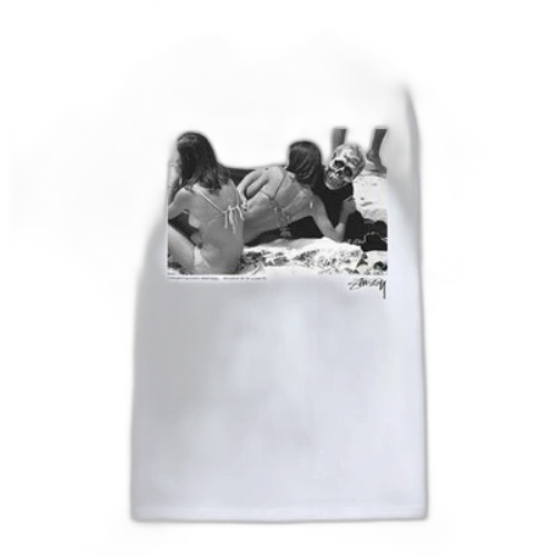 Stussy Beach Character Printing Short Sleeve Unisex White