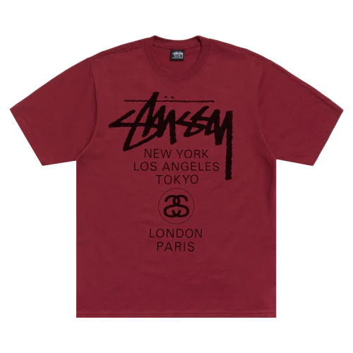 Stussy World Tour Tee 'Wine'
