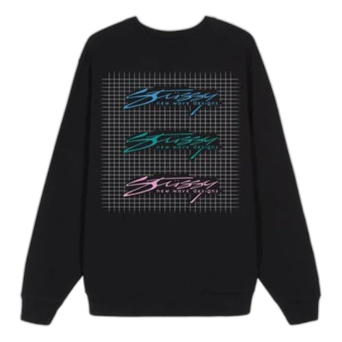 Stussy Unisex Original Team Crew Printing Logo Sweatshirt Black